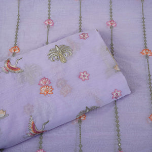 Lavender Temple Embroidery Chanderi Fabric DC-30564 - TradeUNO