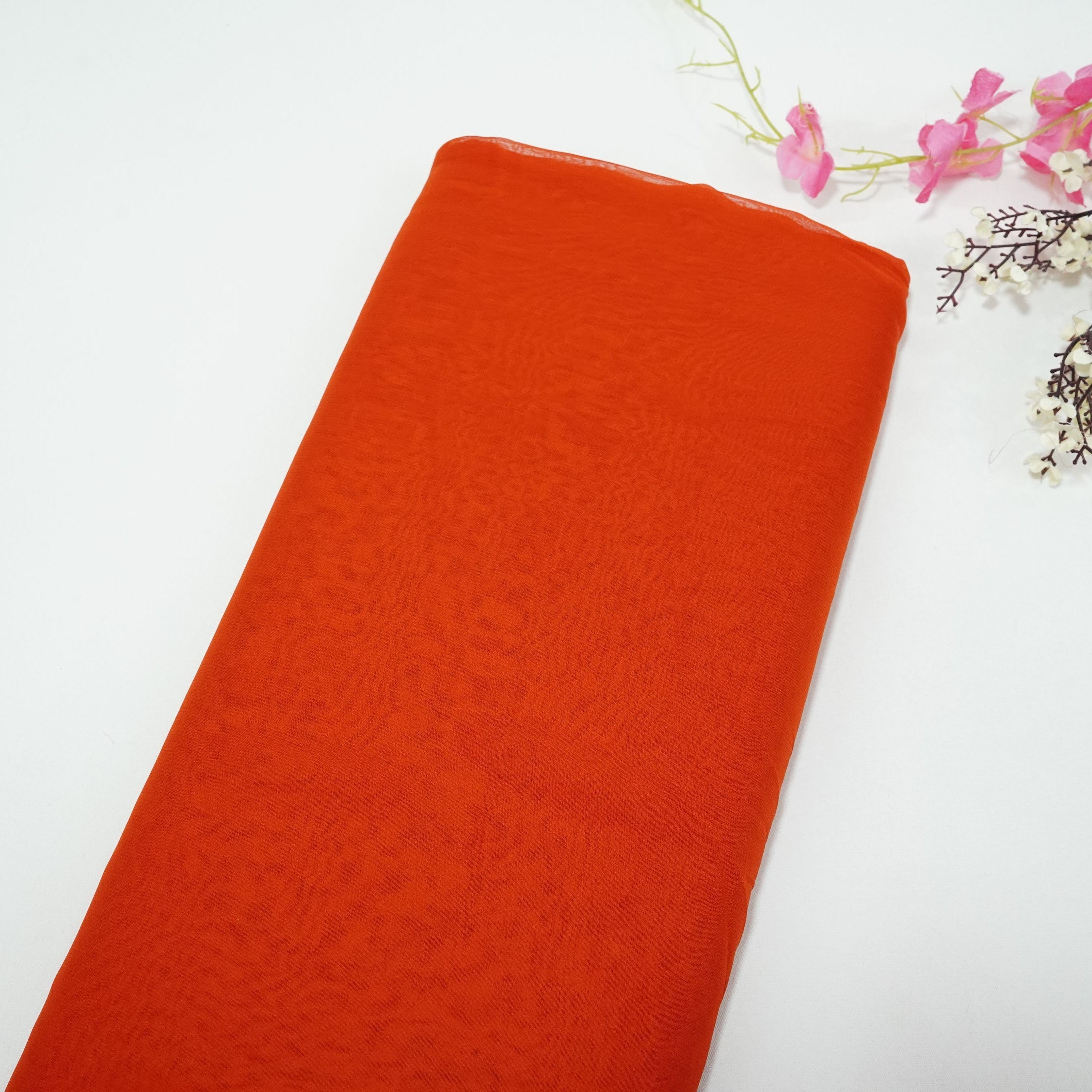 Rust Orange Solid Royal Georgette Fabric MKR-14