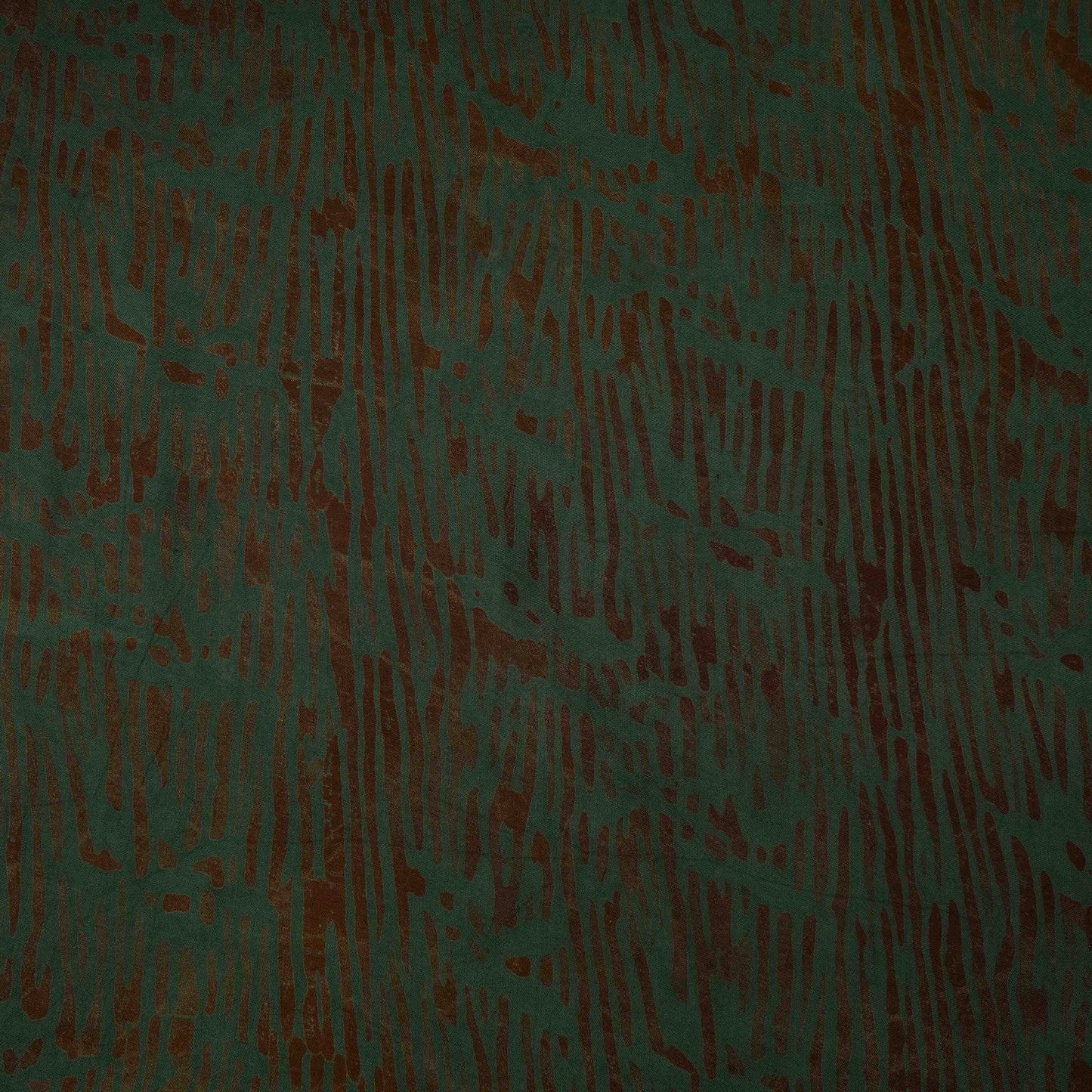Dark Green Batik Print Modal Satin Fabric EEG-32487