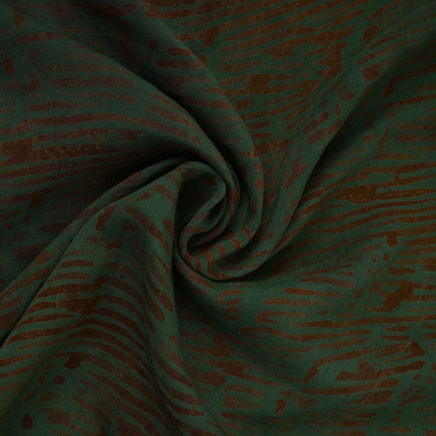 Dark Green Batik Print Modal Satin Fabric EEG-32487