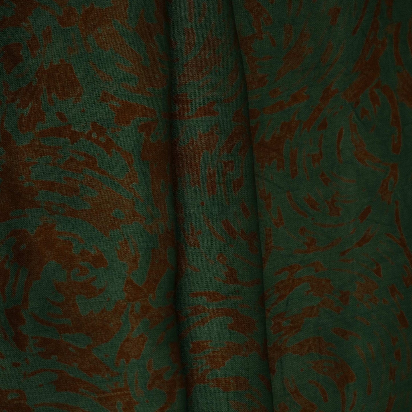 Dark Green Batik Print Modal Satin Fabric EEG-32466