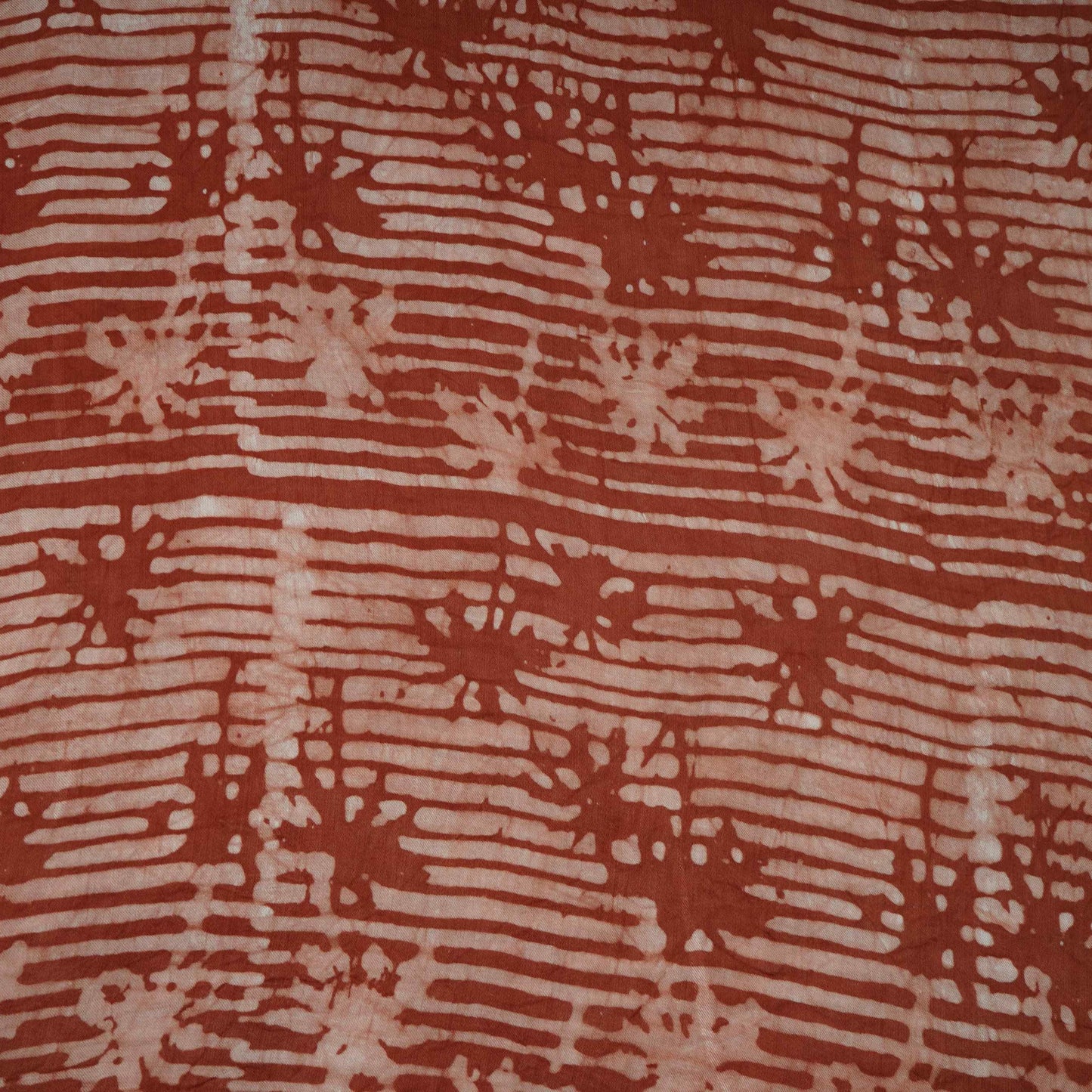 Rust Brown Abstract Batik Print Modal Satin Fabric EEG-32471