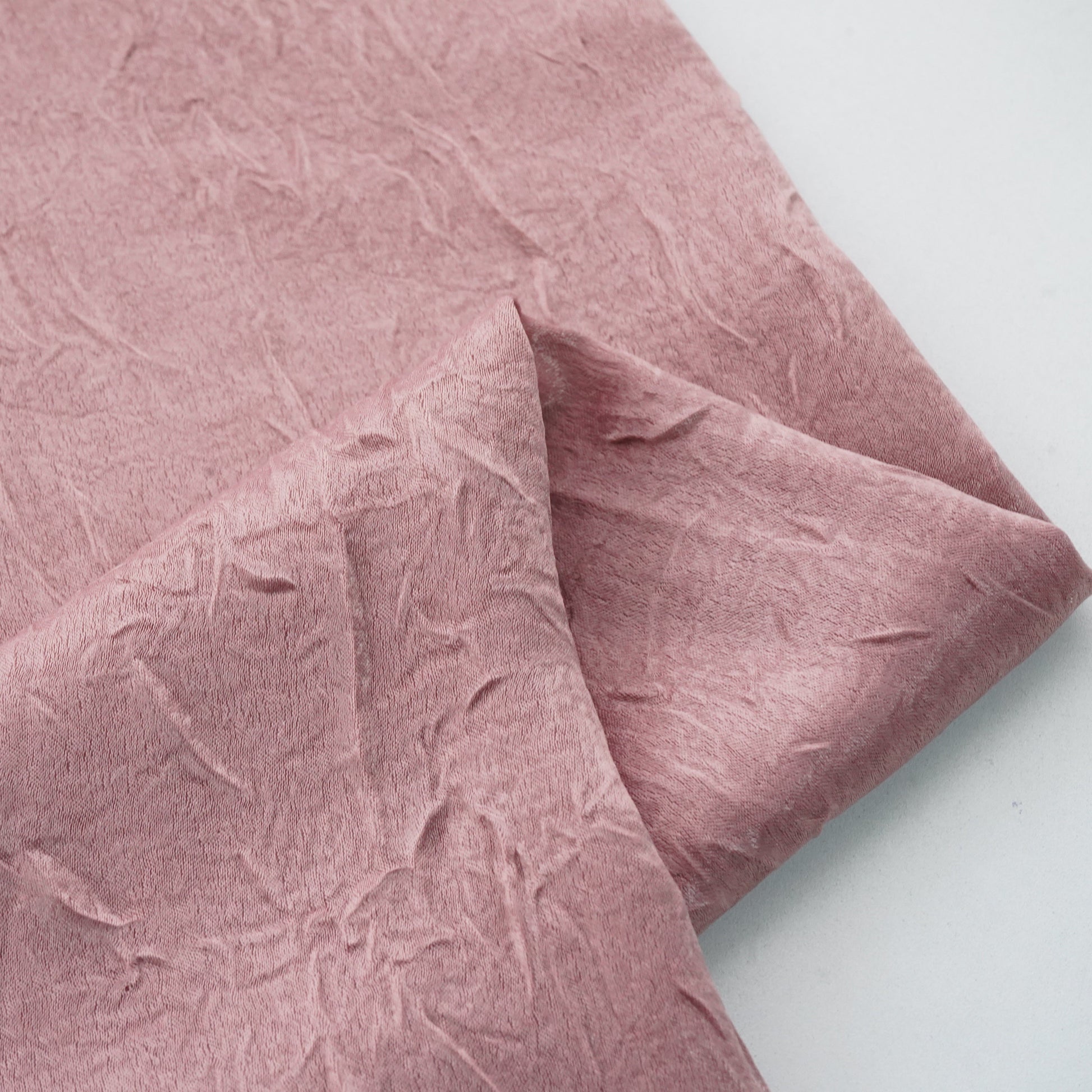 Peach Pink Solid Crushed Chanderi Velvet Fabric 13284