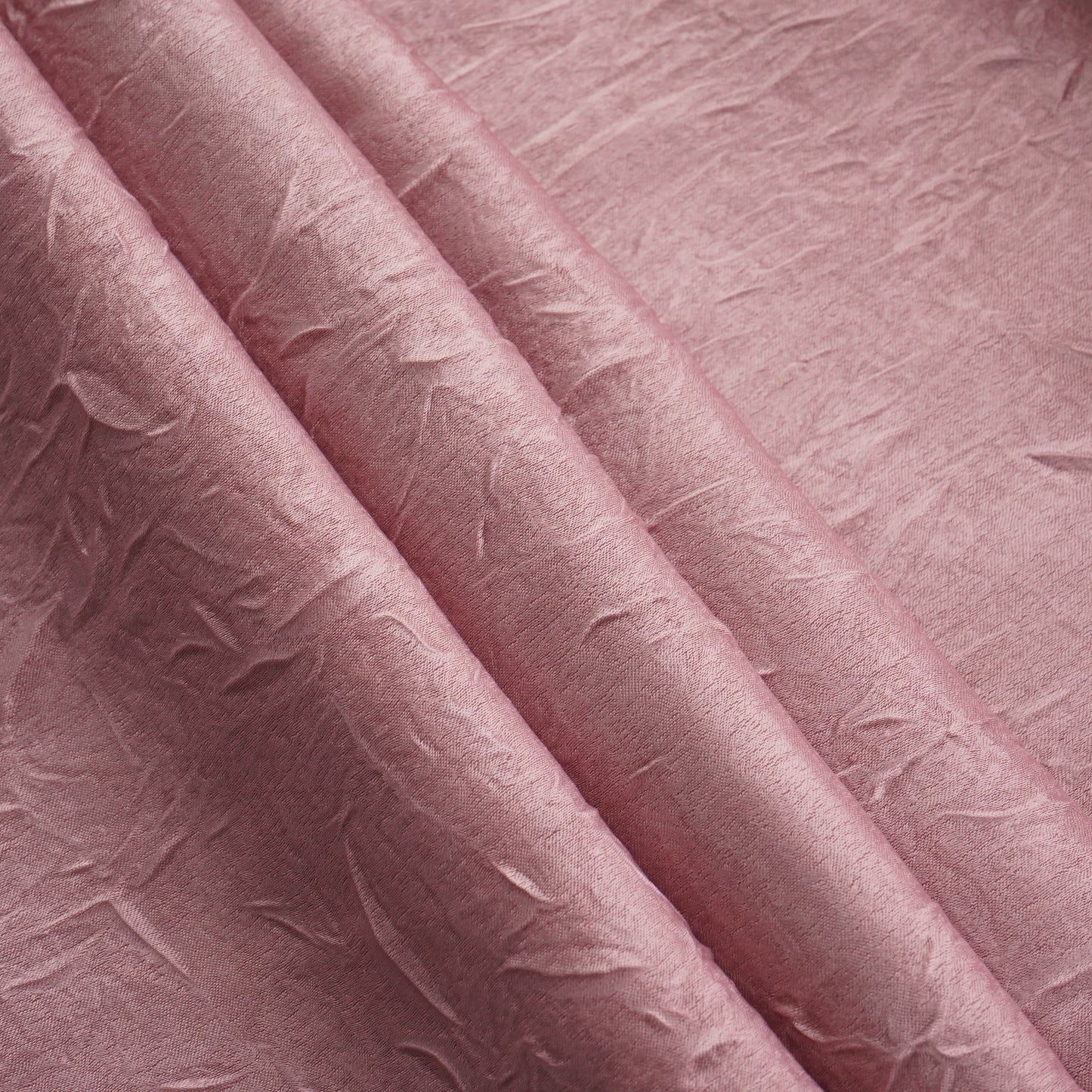 Peach Pink Solid Crushed Chanderi Velvet Fabric 13284