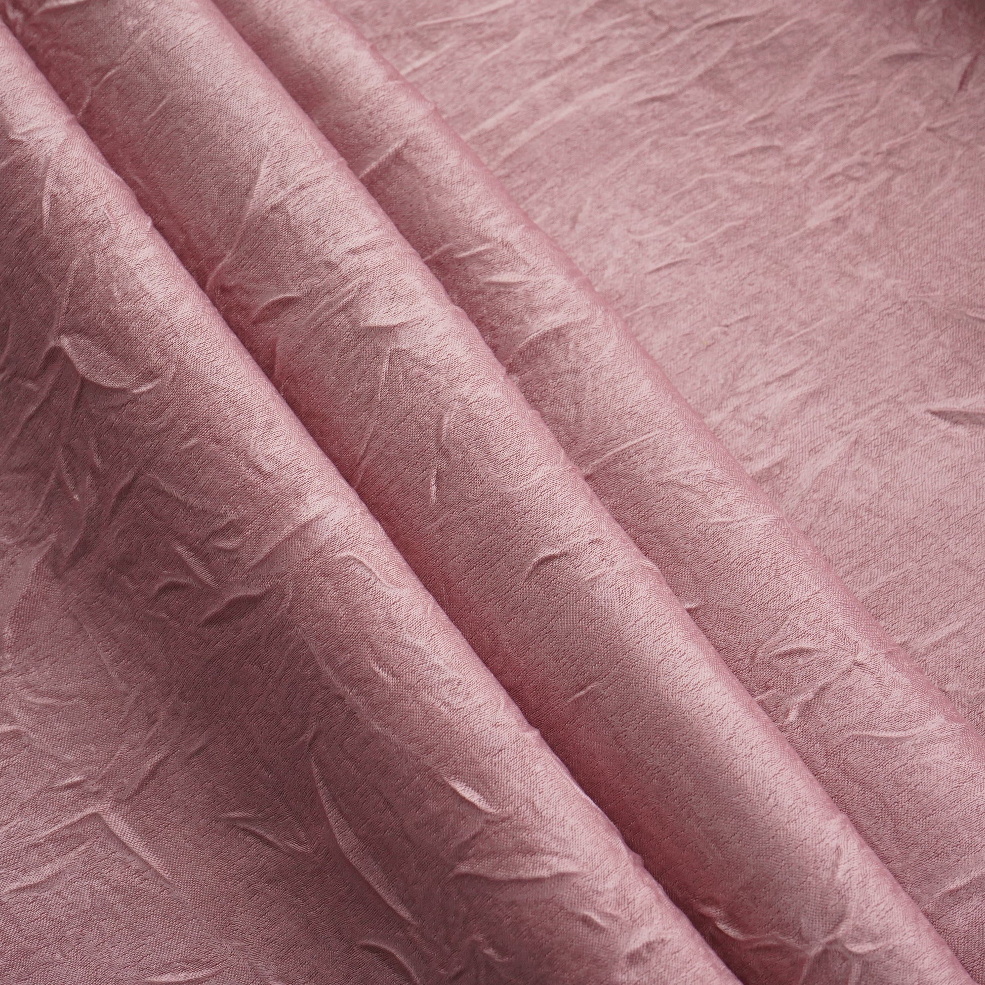 Peach Pink Solid Crushed Chanderi Velvet Fabric 13284