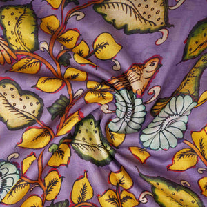 Dusty Lavender Kalamkari Print Pure 70gm Chanderi Fabric VF-30891 - TradeUNO