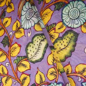Dusty Lavender Kalamkari Print Pure 70gm Chanderi Fabric VF-30891 - TradeUNO