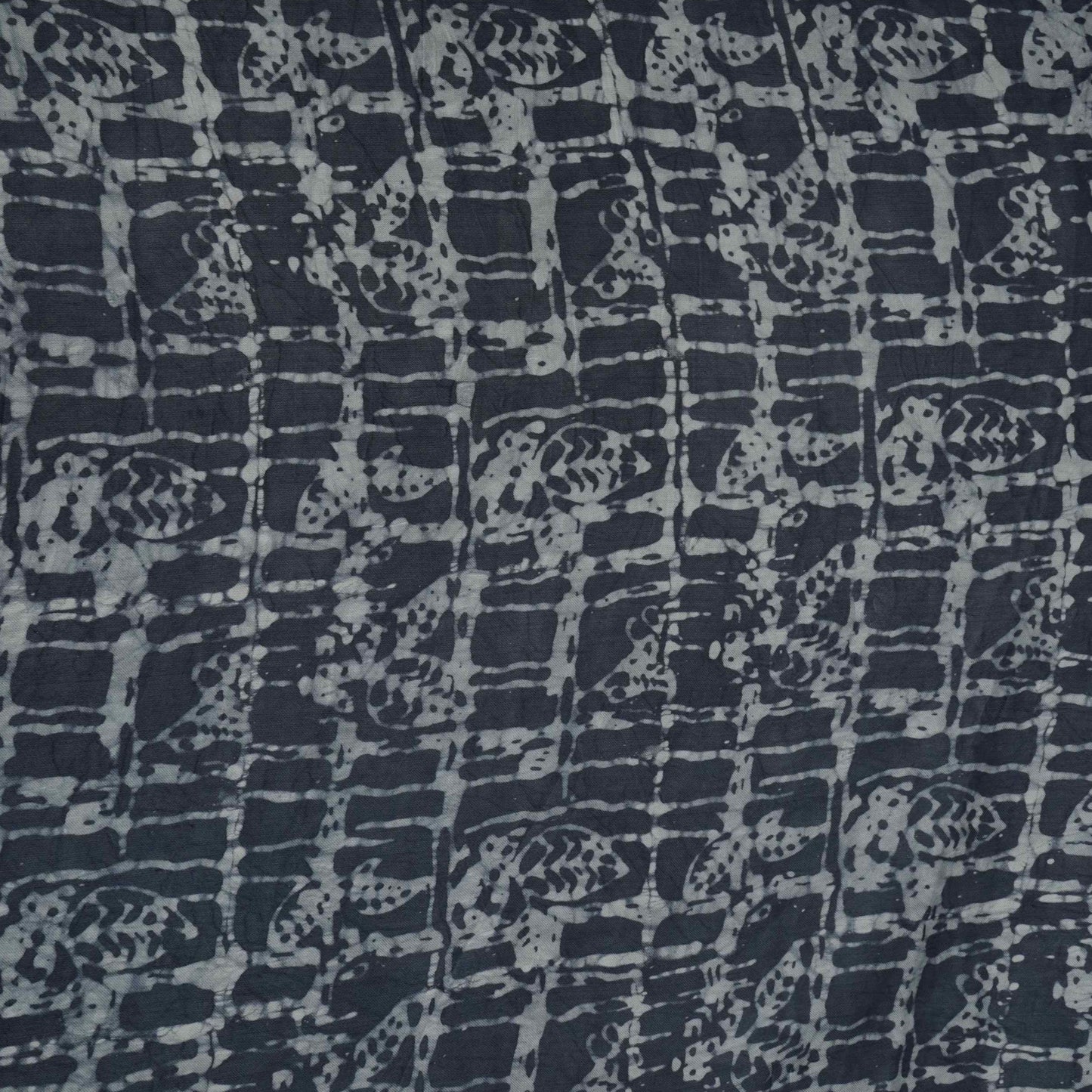Indigo Blue Batik Print Modal Satin Fabric EEG-32485