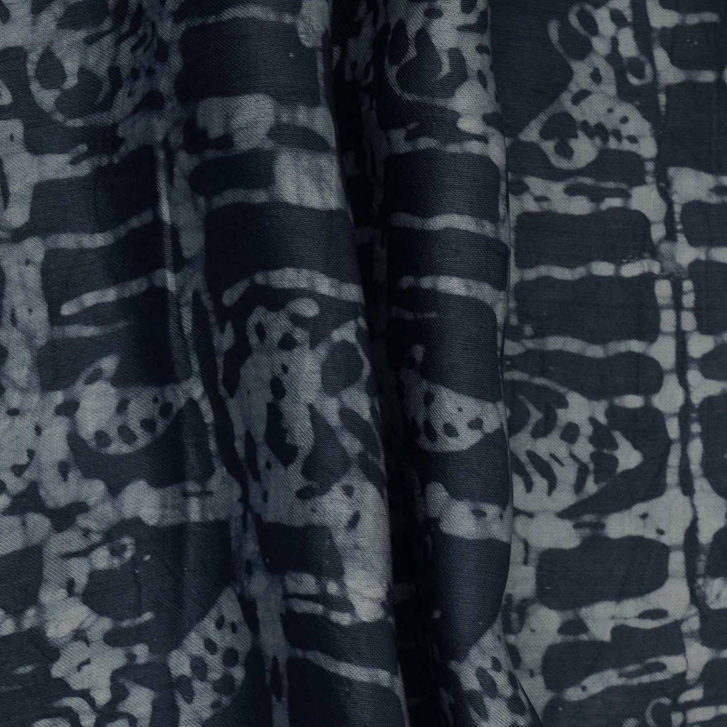 Indigo Blue Batik Print Modal Satin Fabric EEG-32485