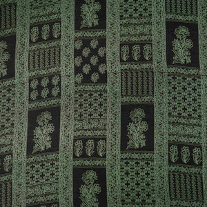 Black Mughal Print Pure 70gm Chanderi Fabric SN-30521 - TradeUNO