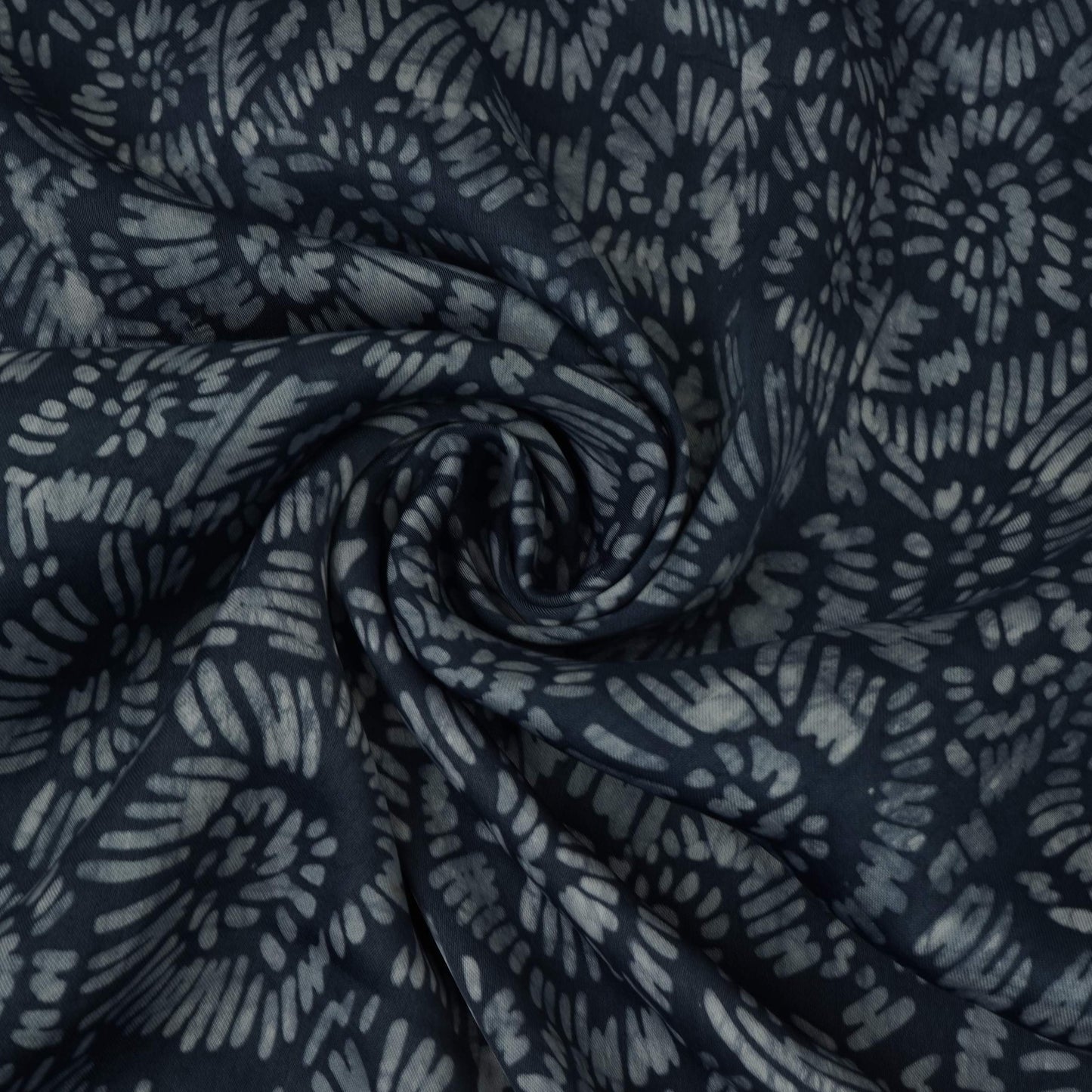 Indigo Blue Batik Print Modal Satin Fabric EEG-32463