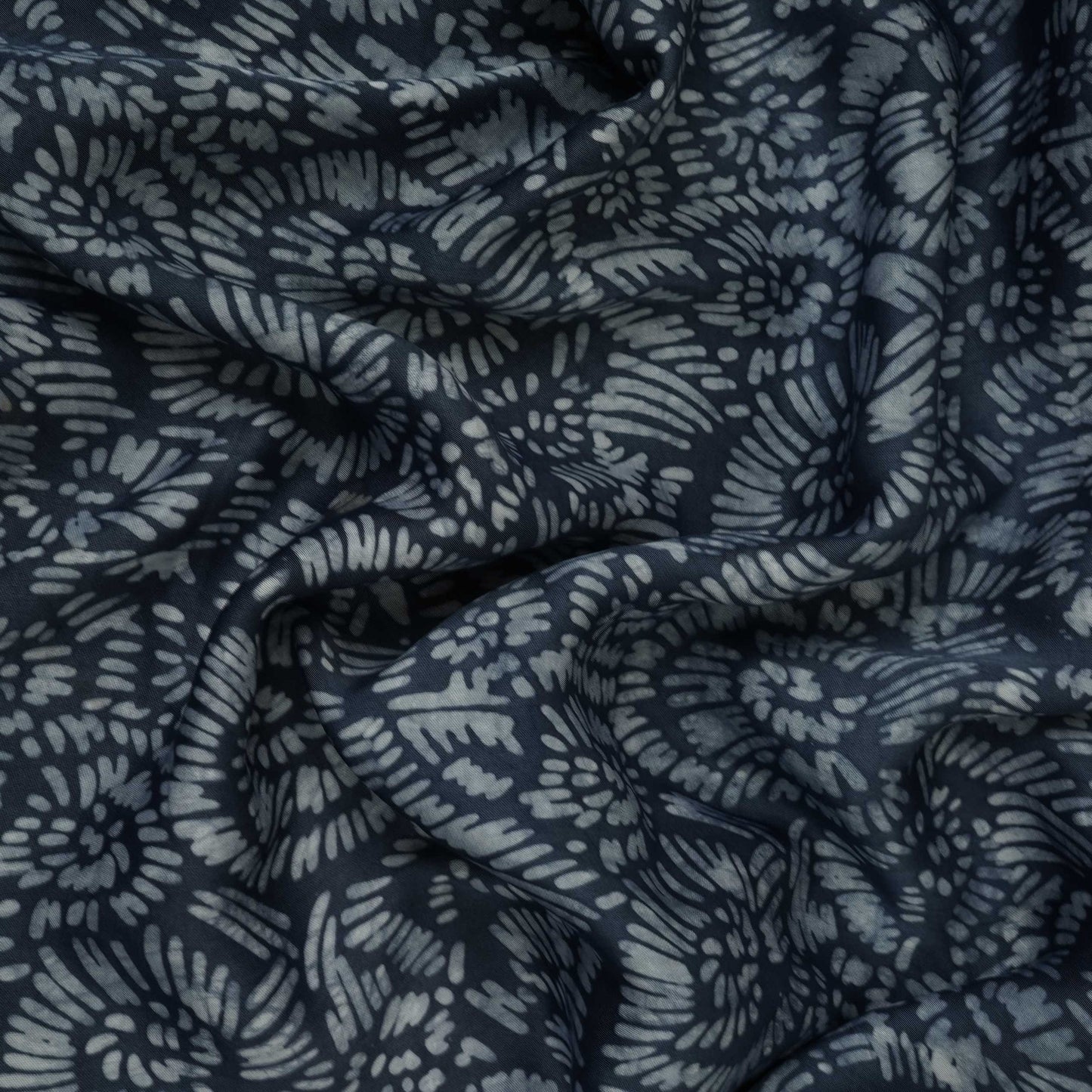 Indigo Blue Batik Print Modal Satin Fabric EEG-32463
