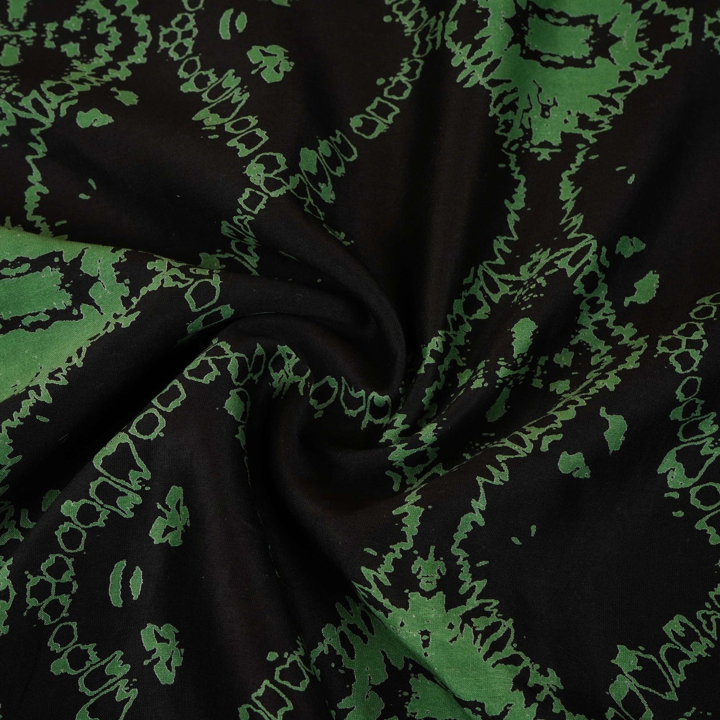 Black Shibori Print Pure 70gm Chanderi Fabric SN-30538