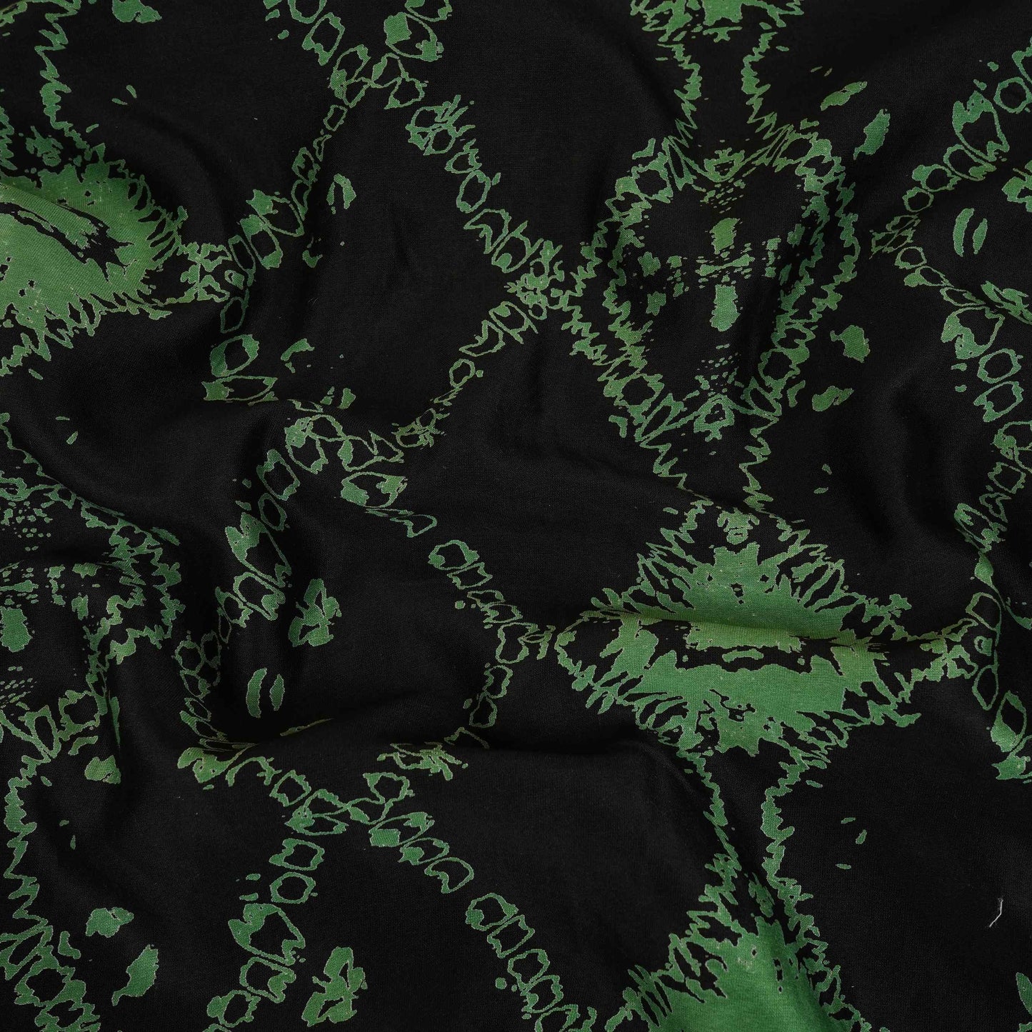 Black Shibori Print Pure 70gm Chanderi Fabric SN-30538