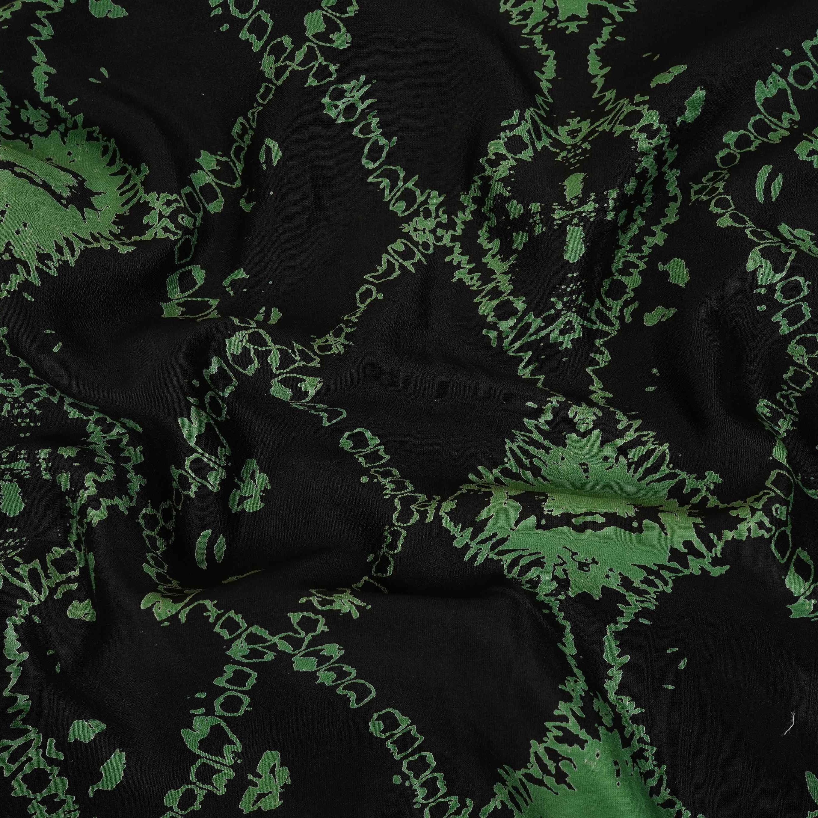 Black Shibori Print Pure 70gm Chanderi Fabric SN-30538 - TradeUNO