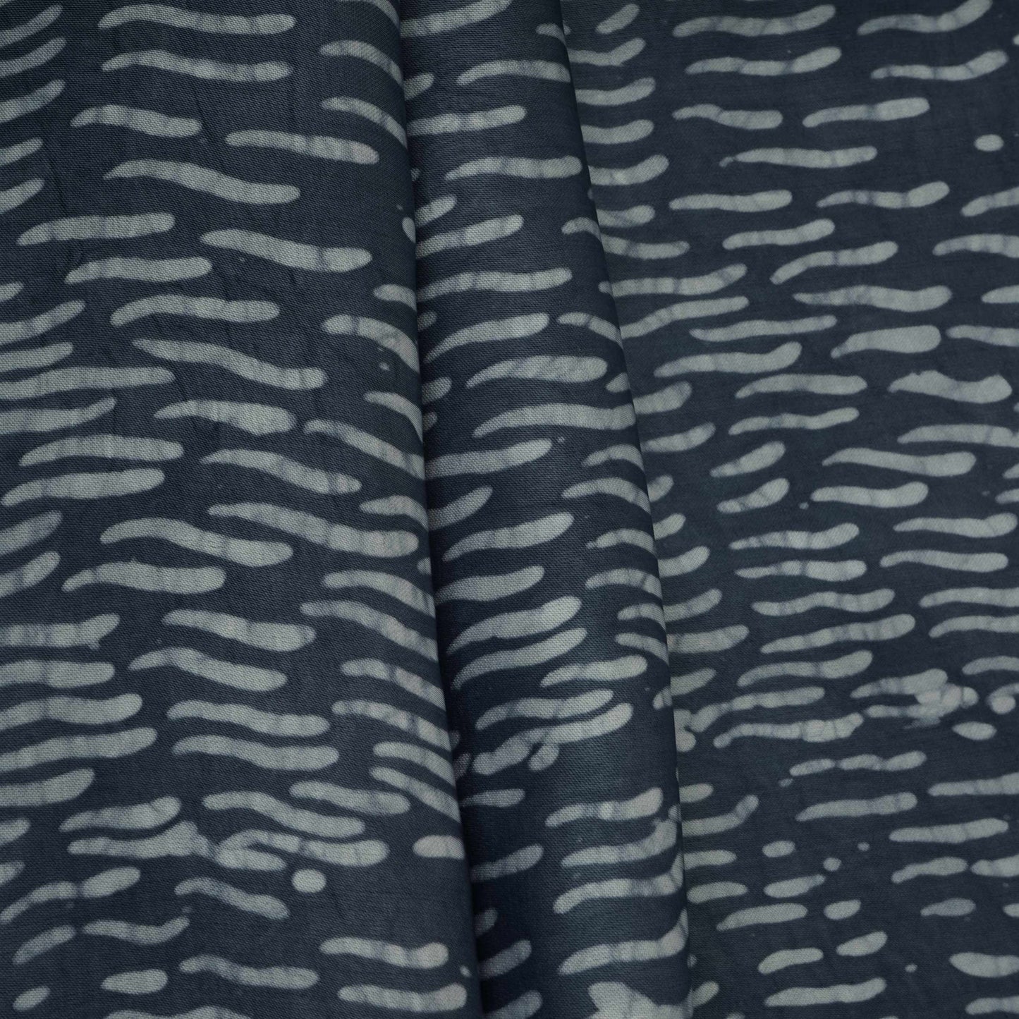 Indigo Abstract Batik Print Modal Satin Fabric EEG-32491