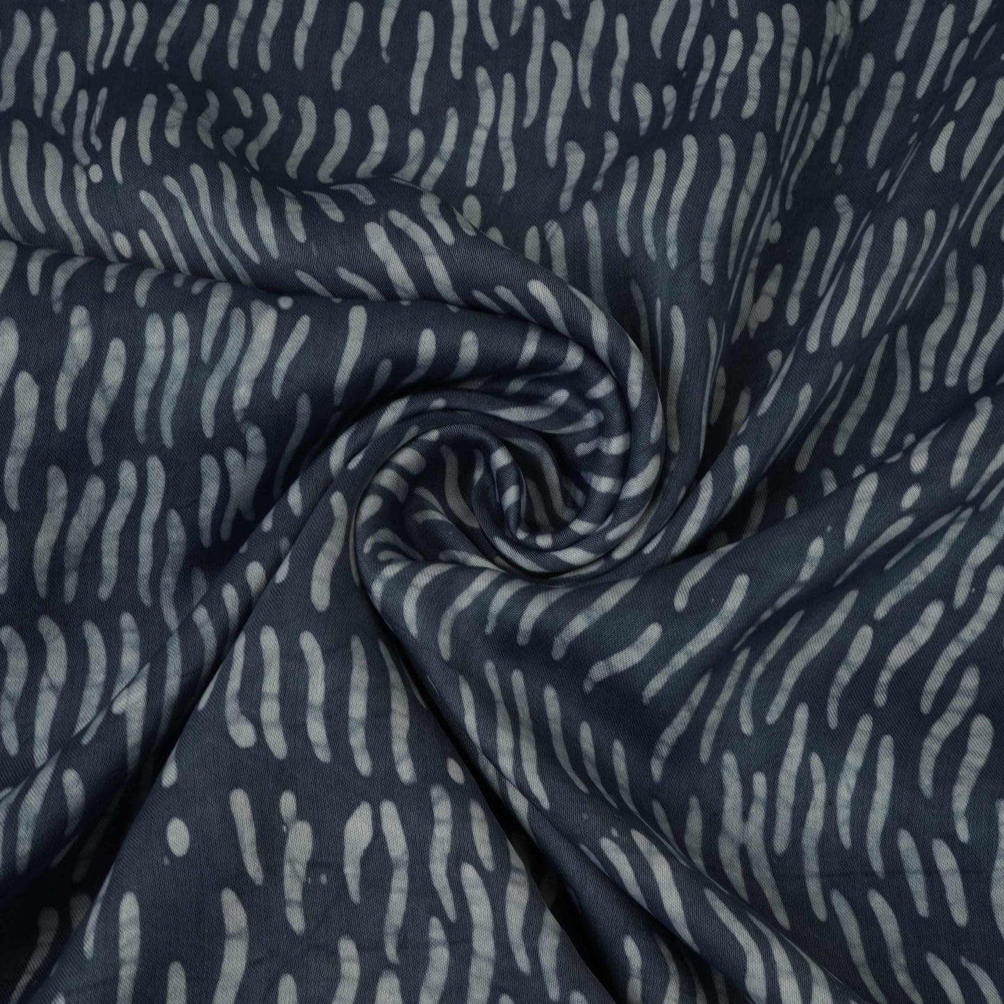 Indigo Abstract Batik Print Modal Satin Fabric EEG-32491