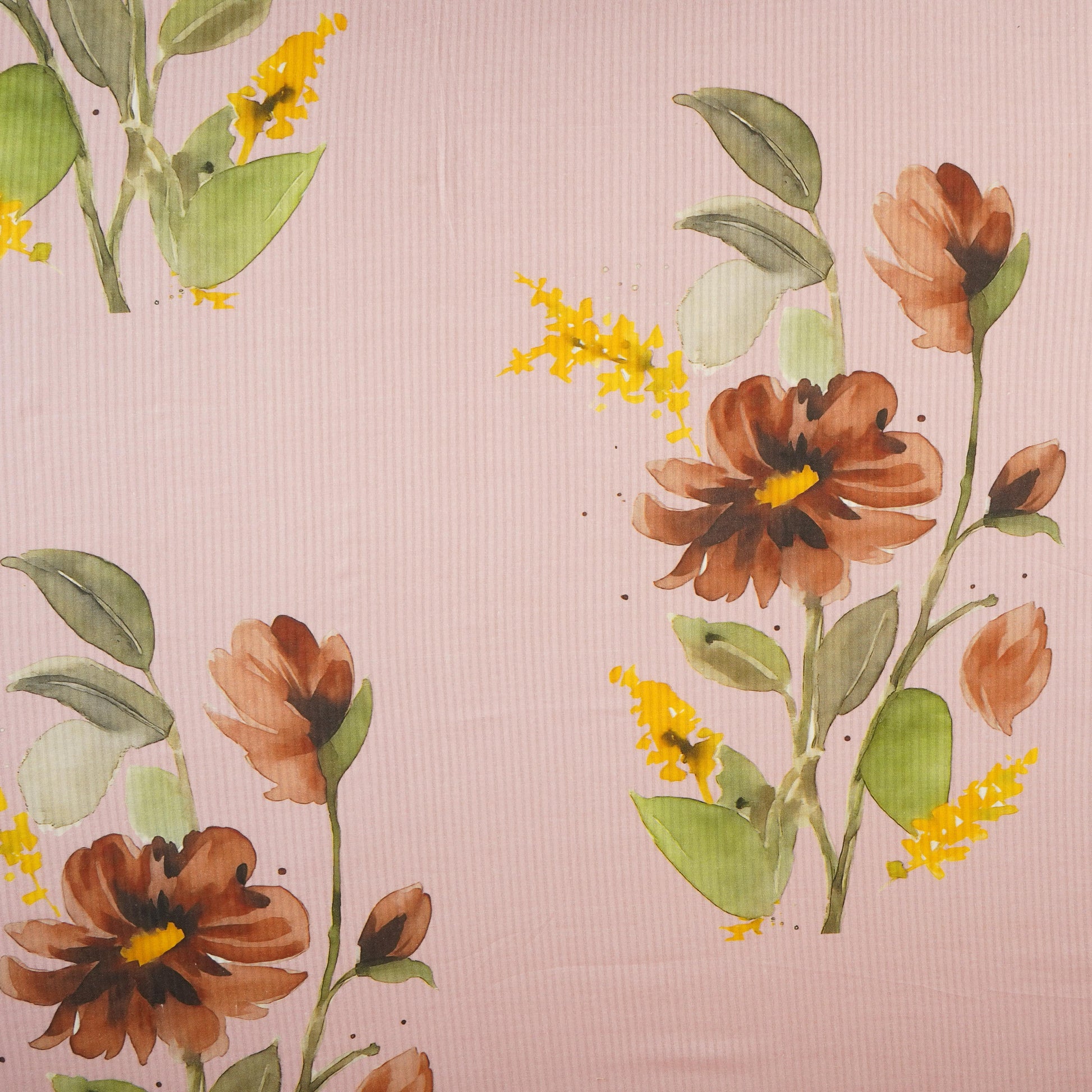 Baby Pink Floral Print Cotton Fabric MT-29385
