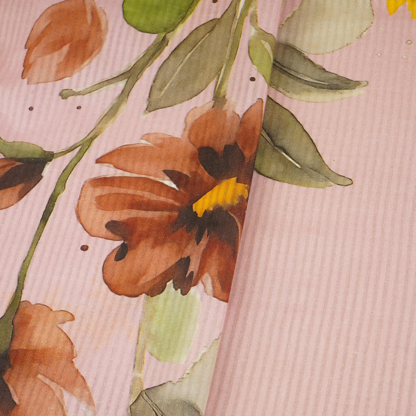 Baby Pink Floral Print Cotton Fabric MT-29385