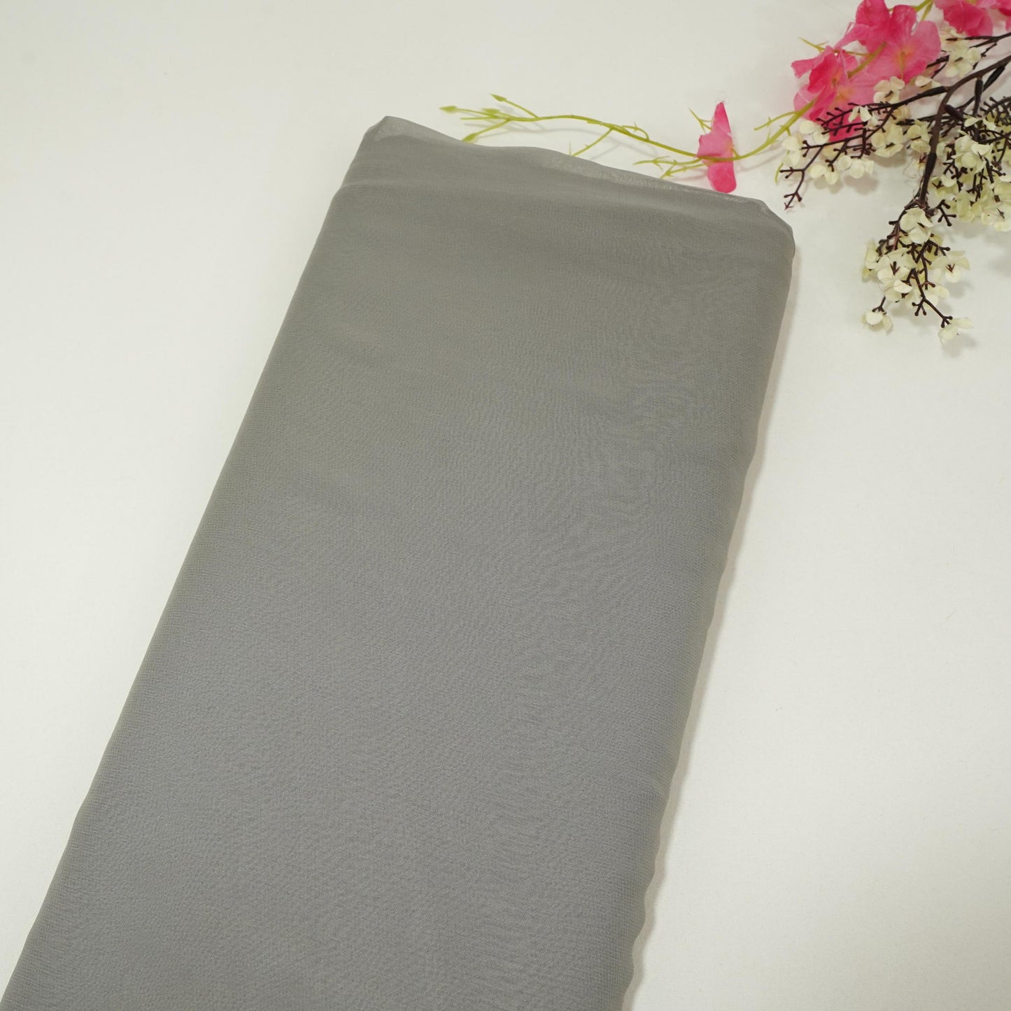 Dark Grey Solid Royal Georgette Fabric MKR-09