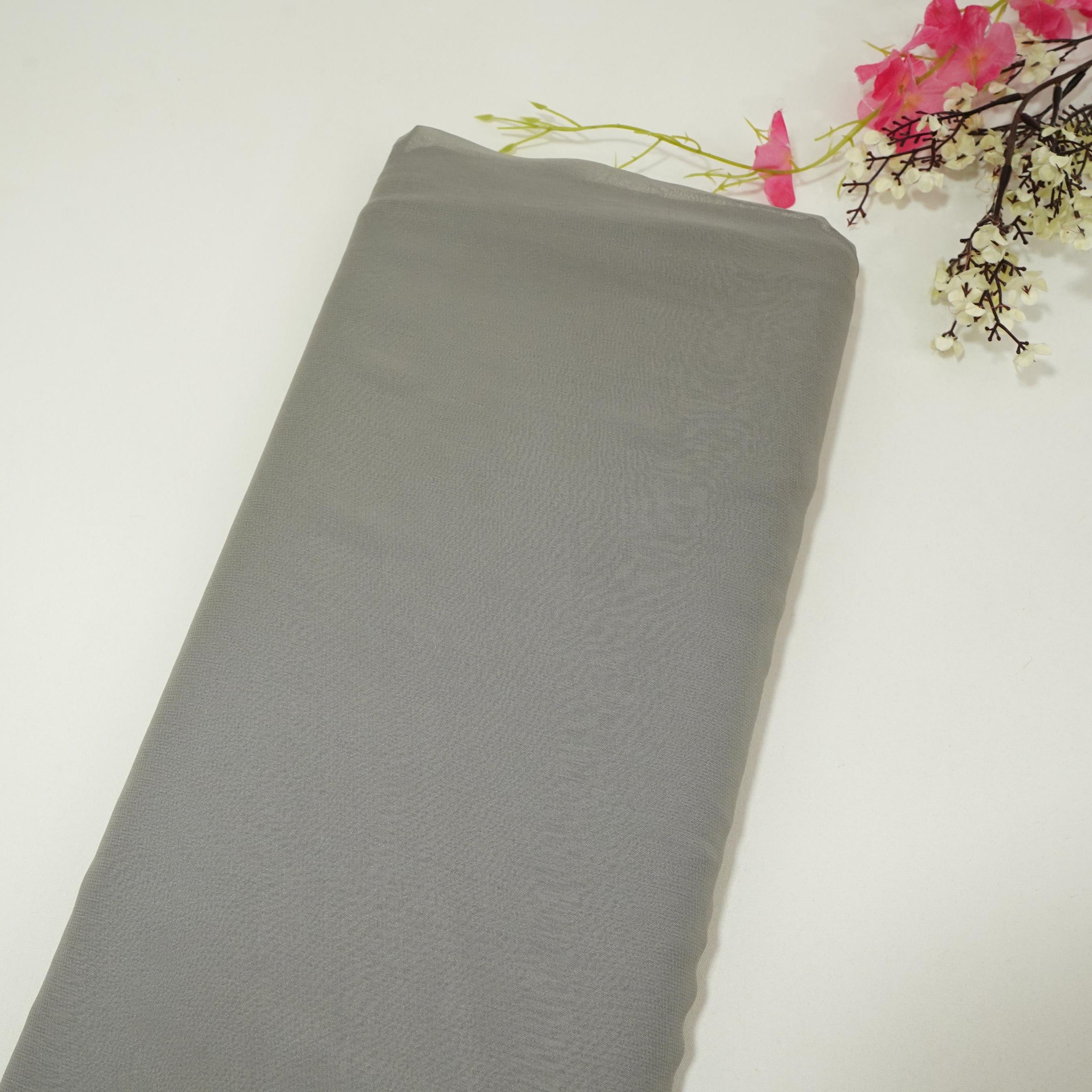 Dark Grey Solid Royal Georgette Fabric MKR-09