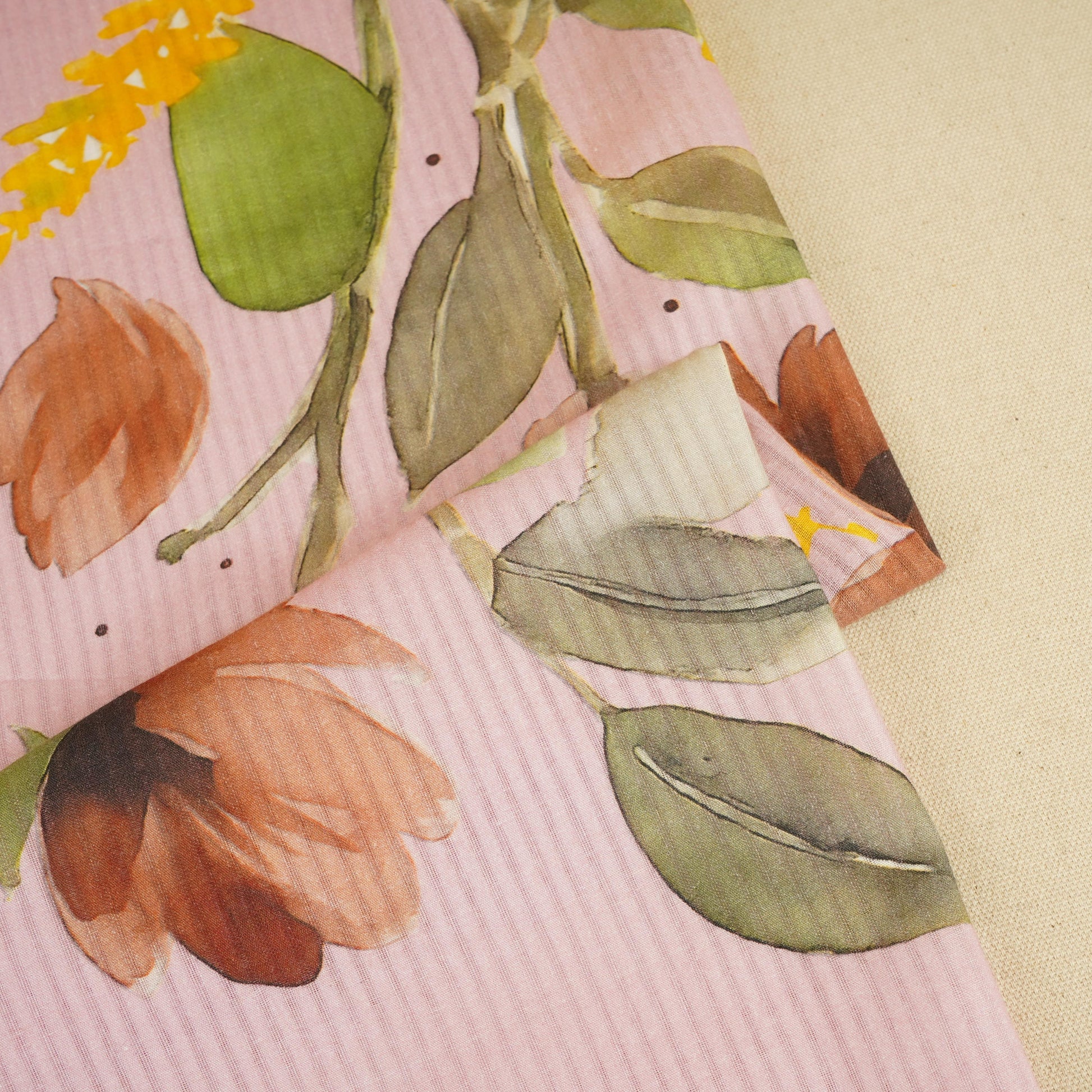 Baby Pink Floral Print Cotton Fabric MT-29385