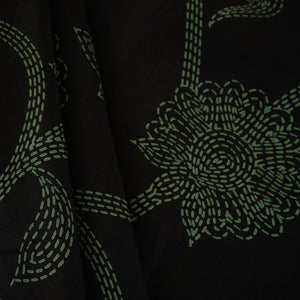 Black Floral Print Pure 70gm Chanderi Fabric SN-30522 - TradeUNO
