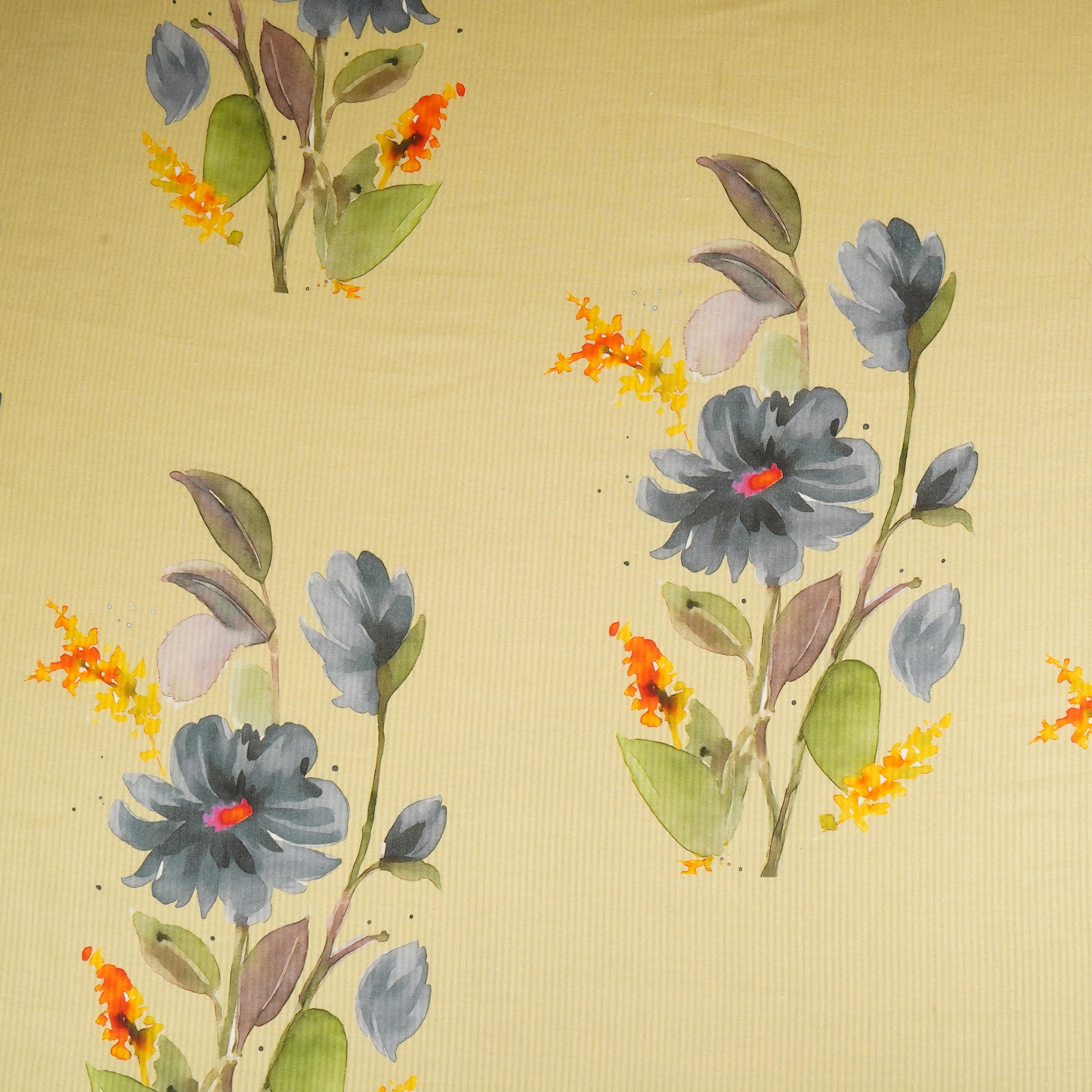 Rust Yellow Floral Print Cotton Fabric MT-29384
