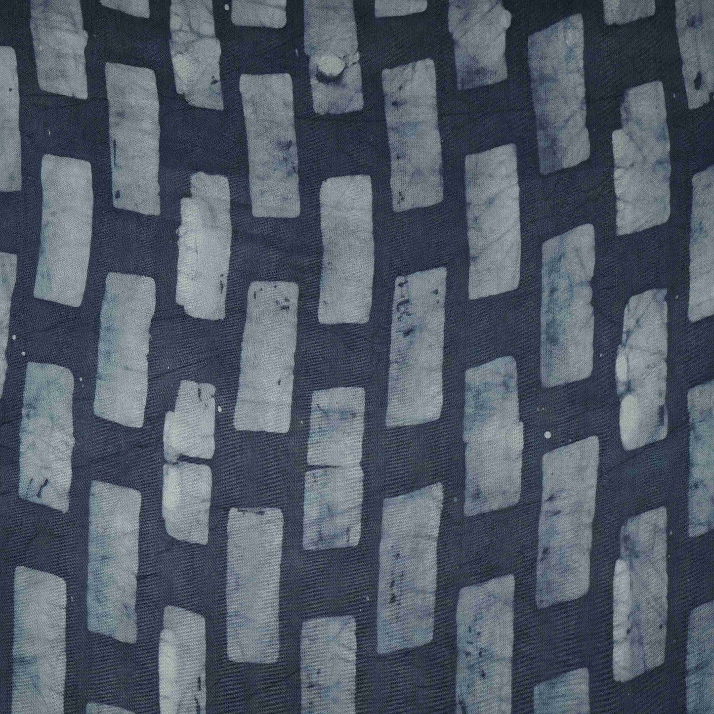 Indigo Blue Block Batik Print Modal Satin Fabric EEG-32490