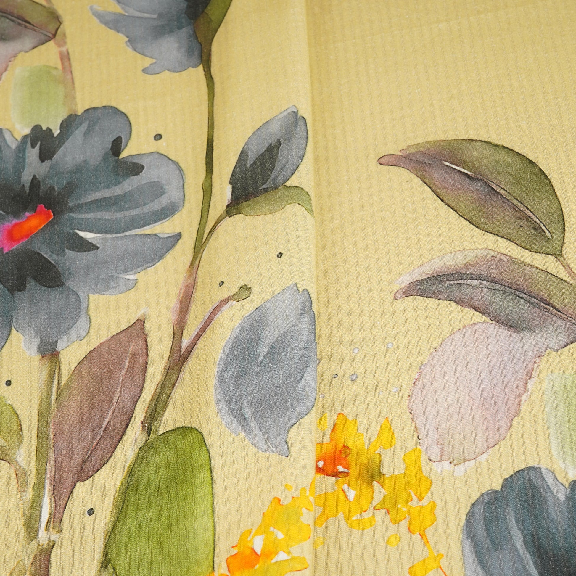 Rust Yellow Floral Print Cotton Fabric MT-29384