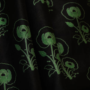 Black Floral Print Pure 70gm Chanderi Fabric SN-30539 - TradeUNO