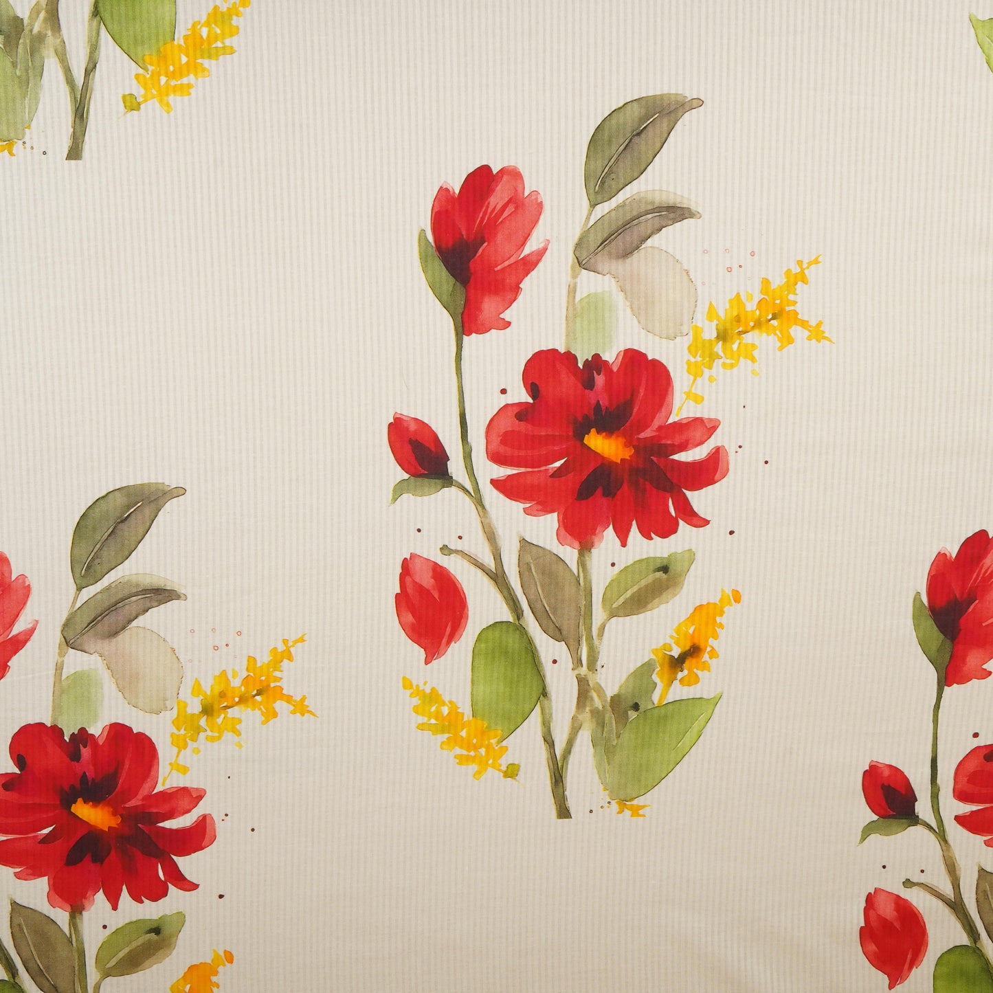 Off White Floral Print Cotton Fabric MT-29383
