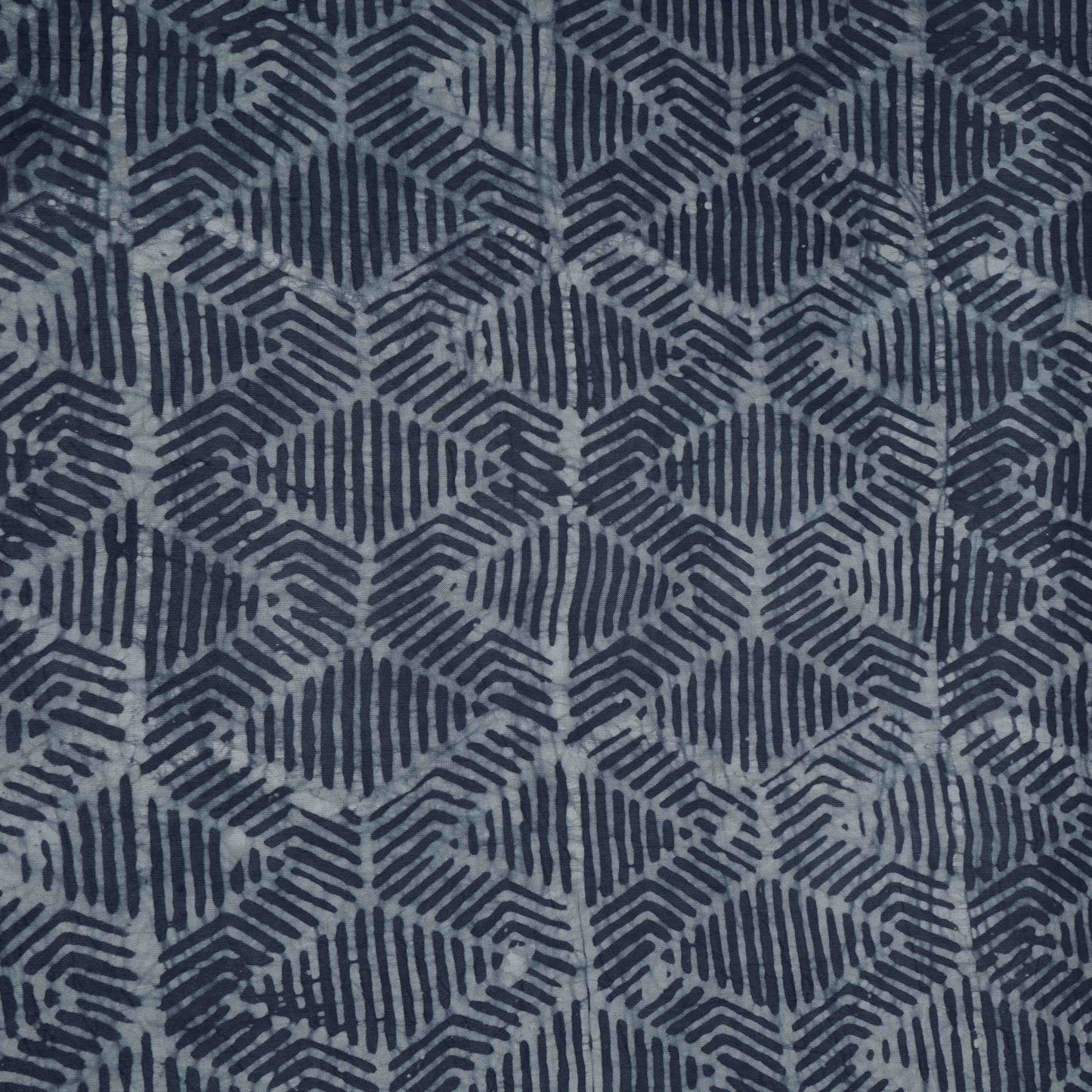 Indigo Blue Abstract Batik Print Modal Satin Fabric EEG-32484