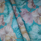 Aqua Blue Floral Print Cotton Linen Fabric RT-30917