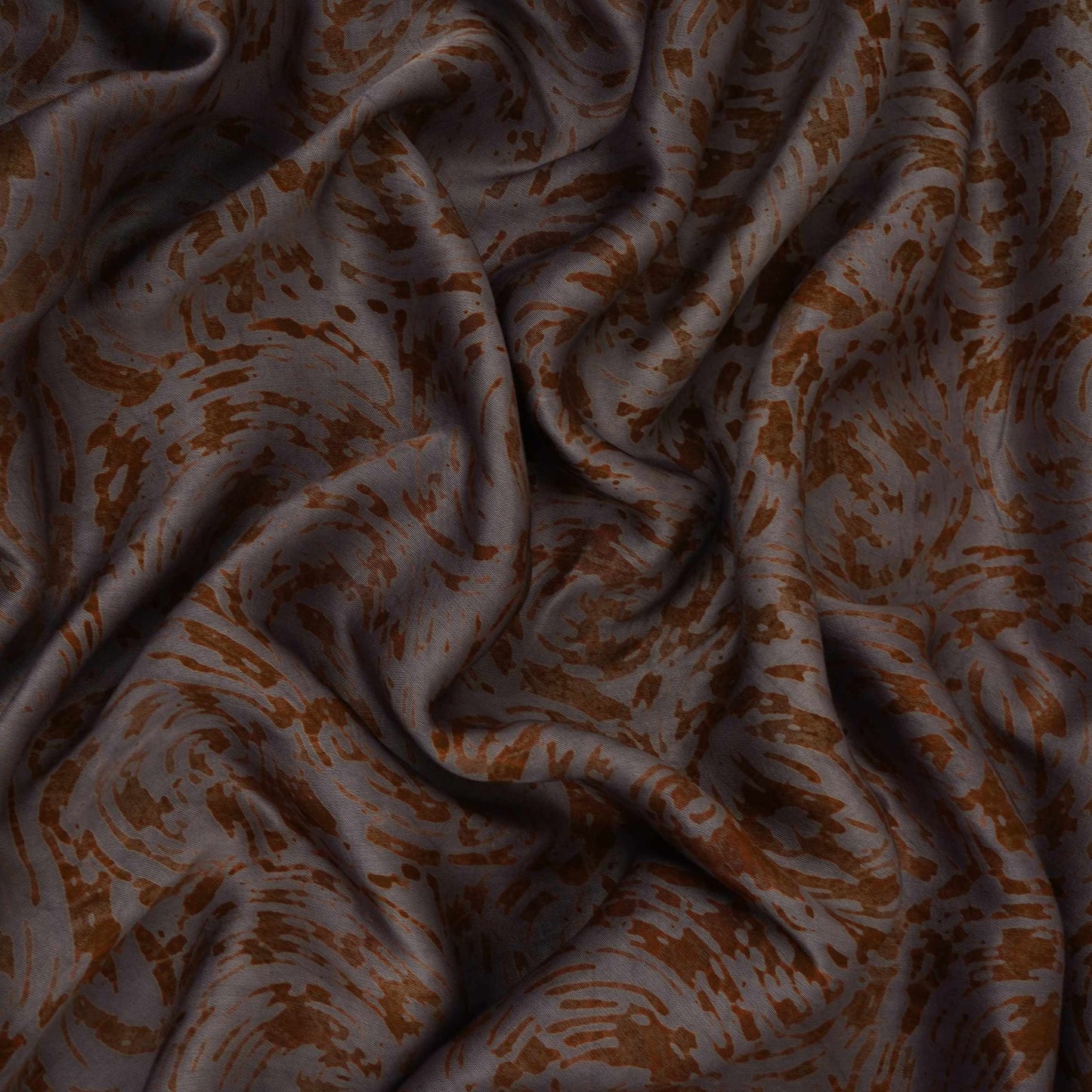 Grey Batik Print Modal Satin Fabric EEG-32489