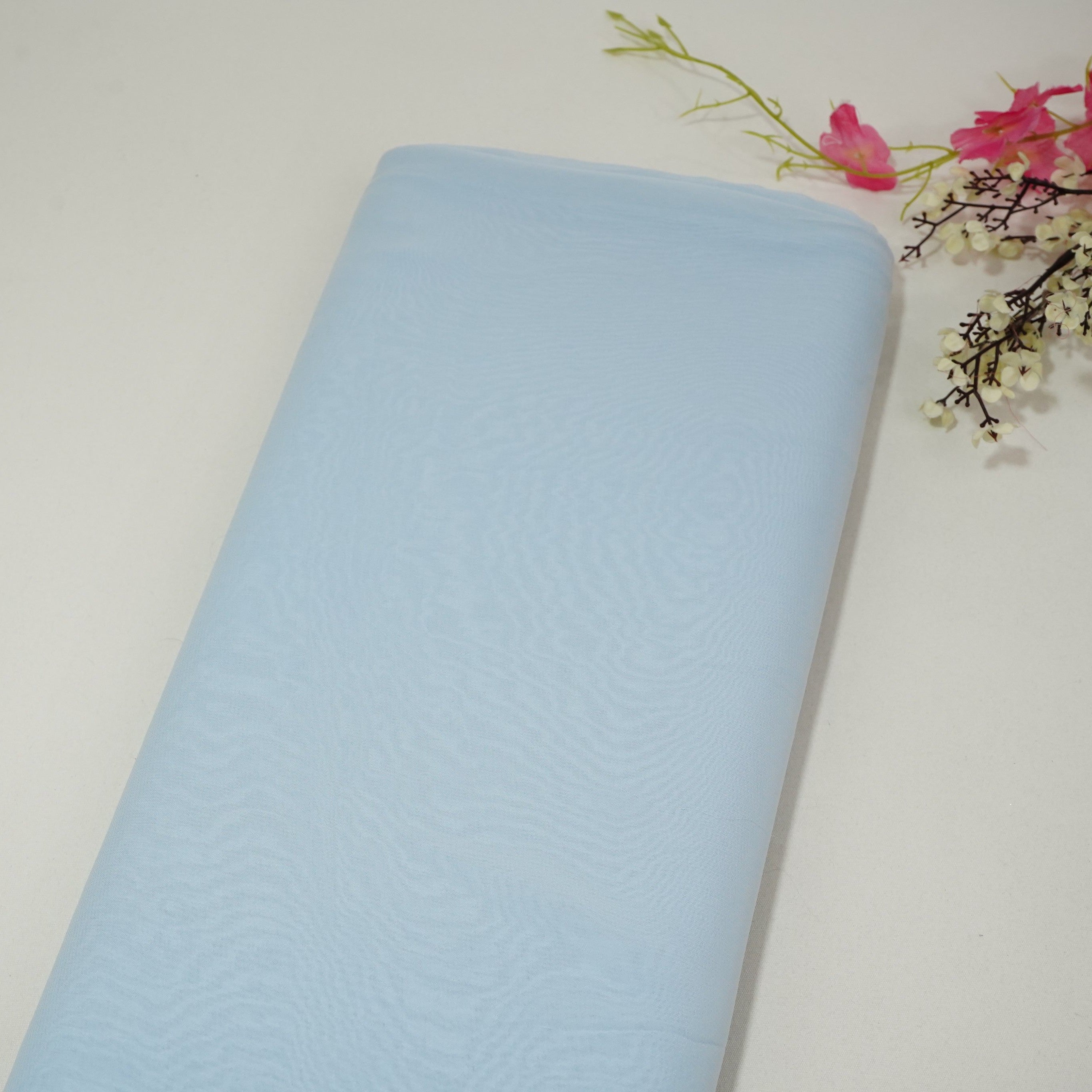 Powder Blue Solid Royal Georgette Fabric MKR-11