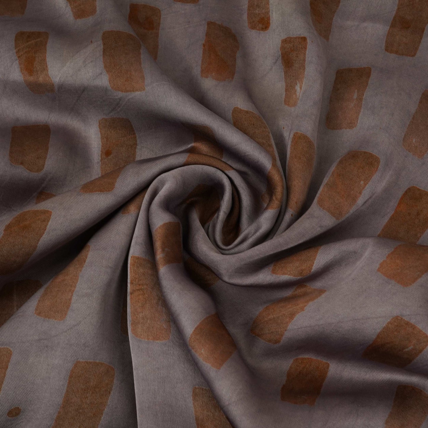 Grey Block Batik Print Modal Satin Fabric EEG-32478