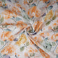 Off White Floral Print Cotton Linen Fabric RT-30903