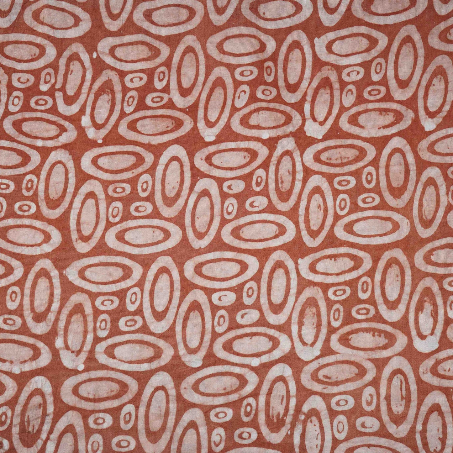 Rust Brown Circle Batik Print Modal Satin Fabric EEG-32475