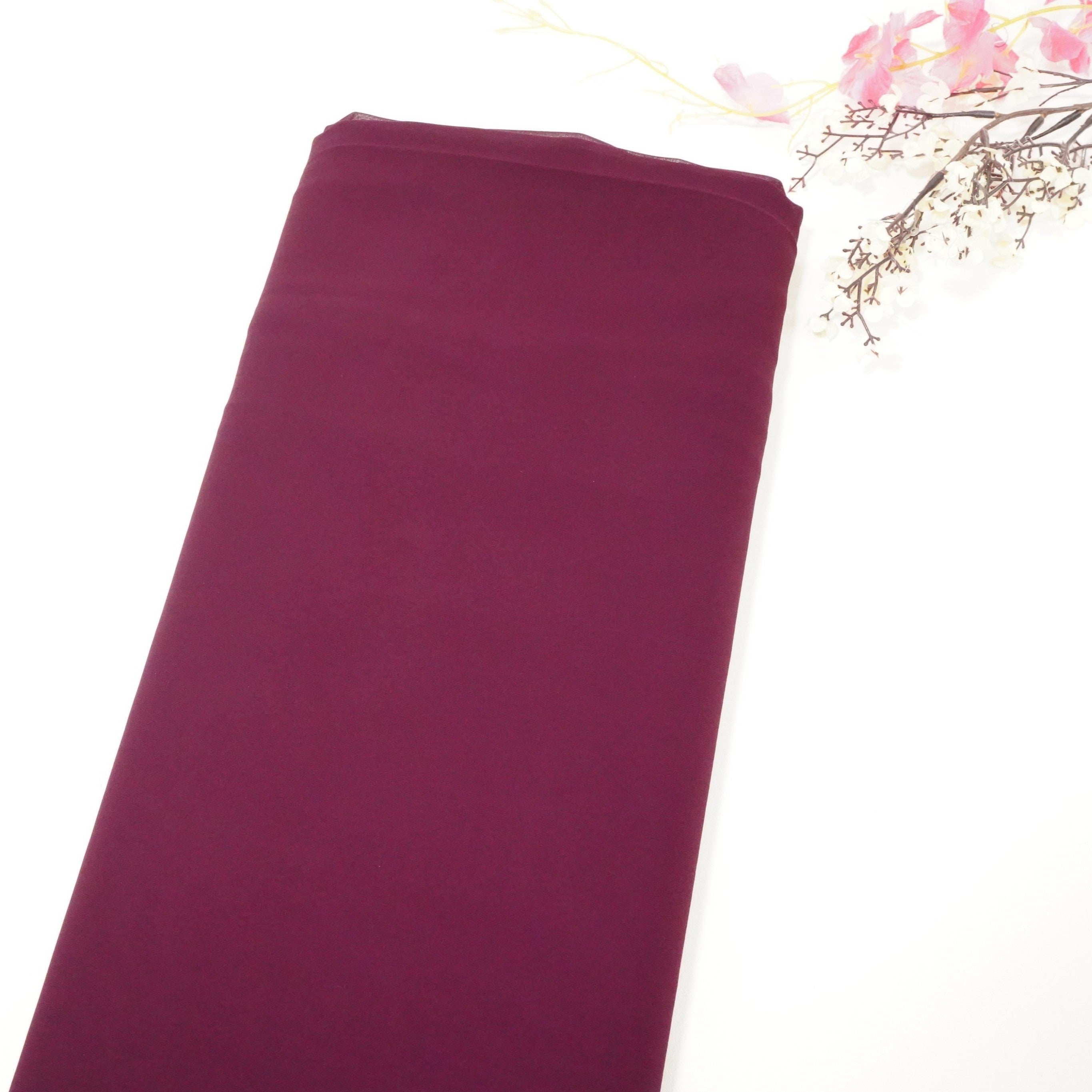 Wine Solid Royal Georgette Fabric MKR-21
