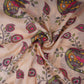 Beige Pen Kalamkari With Hand Embroidery Mul Chanderi Fabric VF-30665