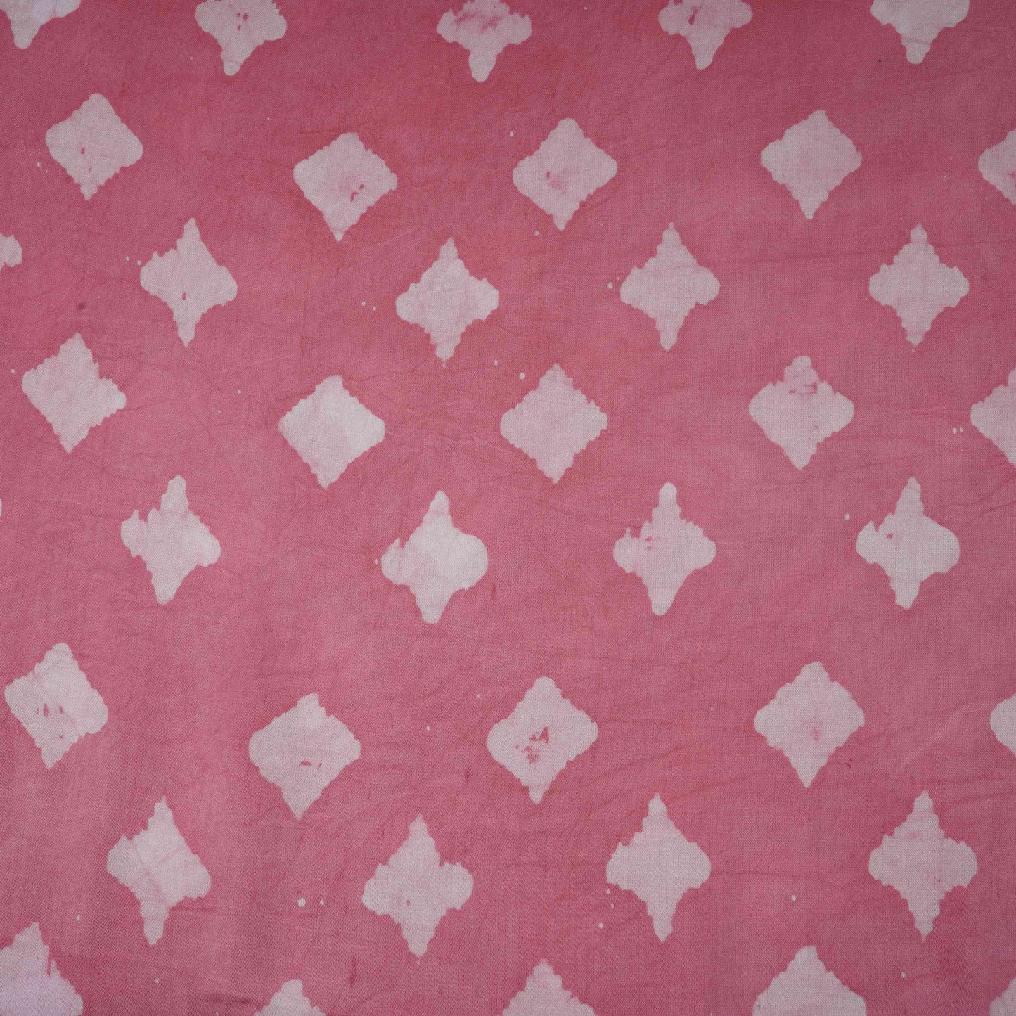 Pink Block Batik Print Modal Satin Fabric EEG-32481
