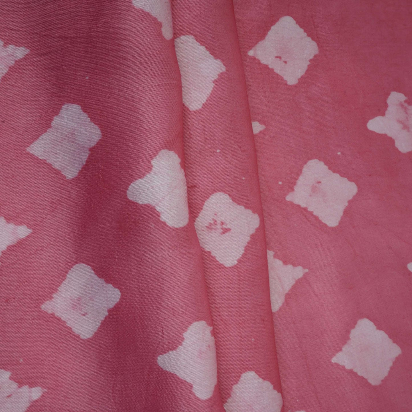 Pink Block Batik Print Modal Satin Fabric EEG-32481