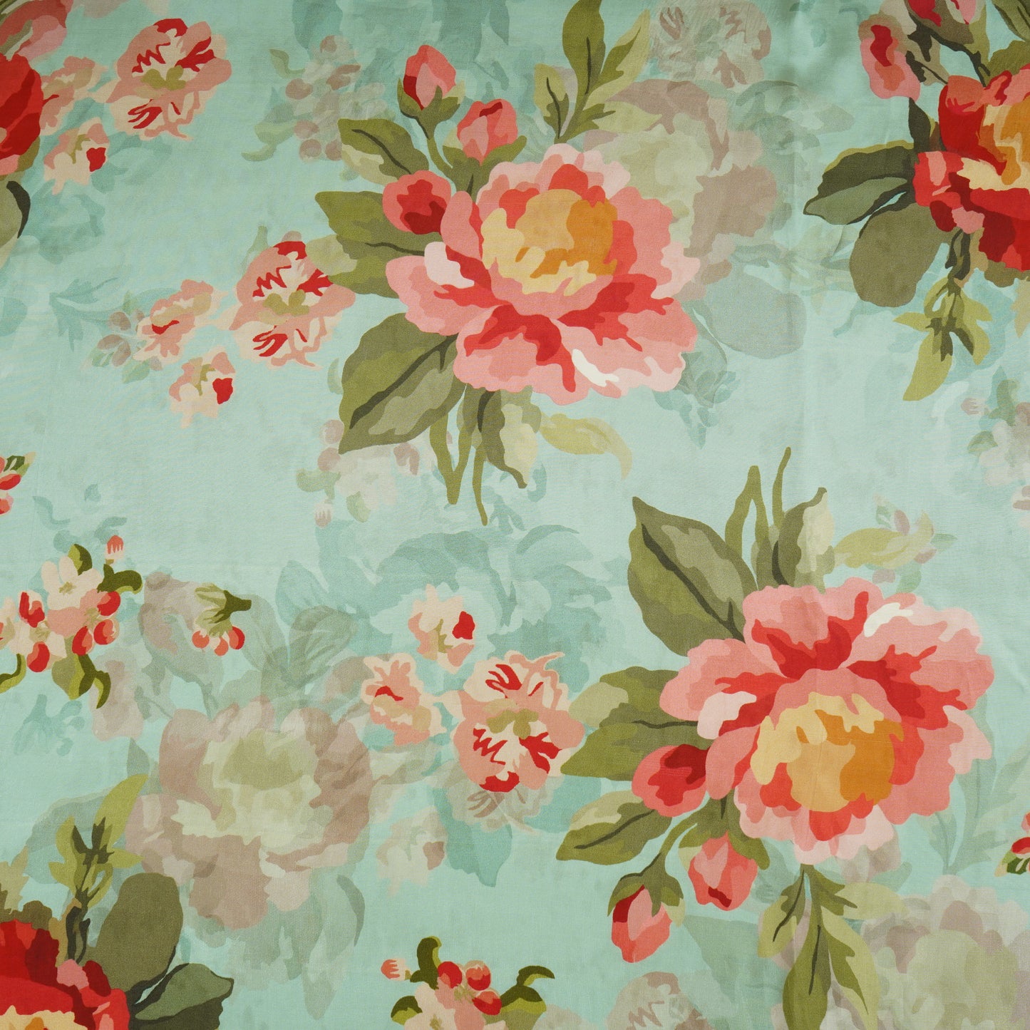 Mint Green Floral Print Crepe Fabric MT-29387