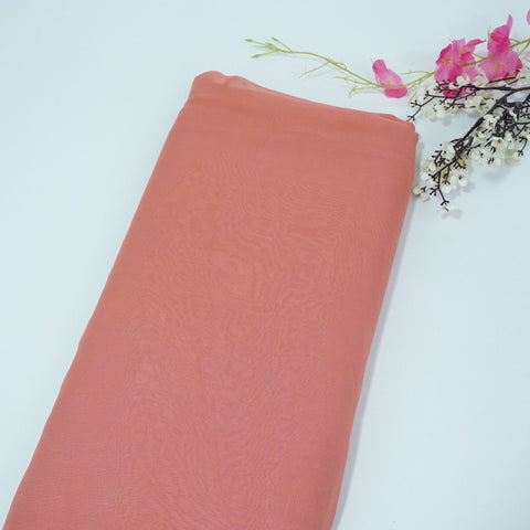 Coral Pink Solid Royal Georgette Fabric MKR-07