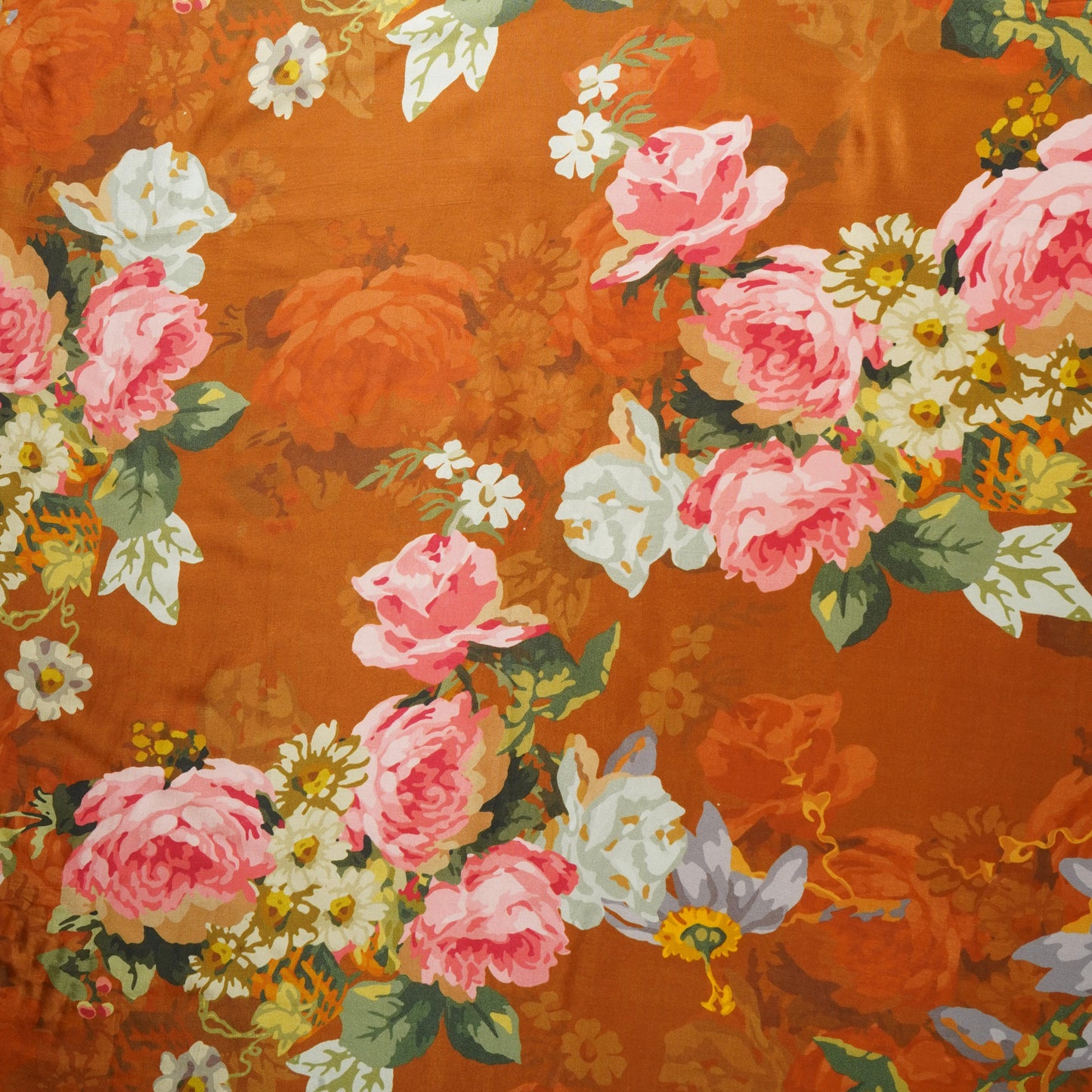 Brown Floral Print Crepe Fabric MT-29388