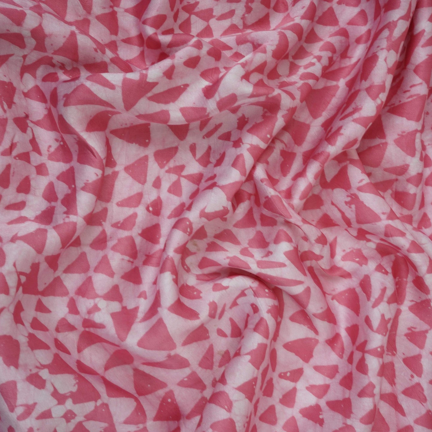 Pink Abstract Batik Print Modal Satin Fabric EEG-32483