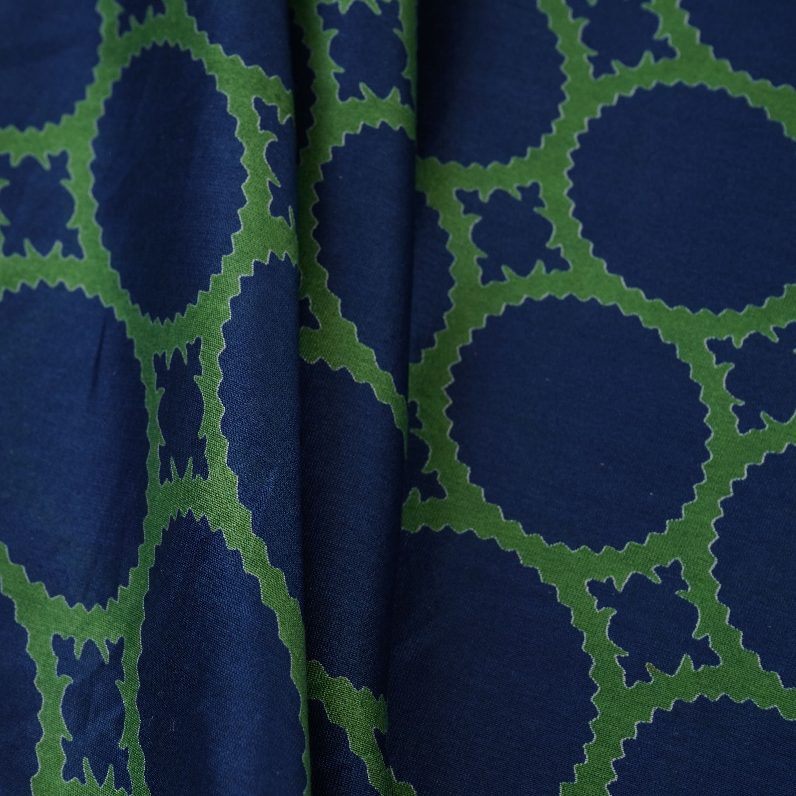 Blue Polka Dot Print Pure 70gm Chanderi Fabric SN-30547 - TradeUNO