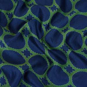 Blue Polka Dot Print Pure 70gm Chanderi Fabric SN-30547 - TradeUNO