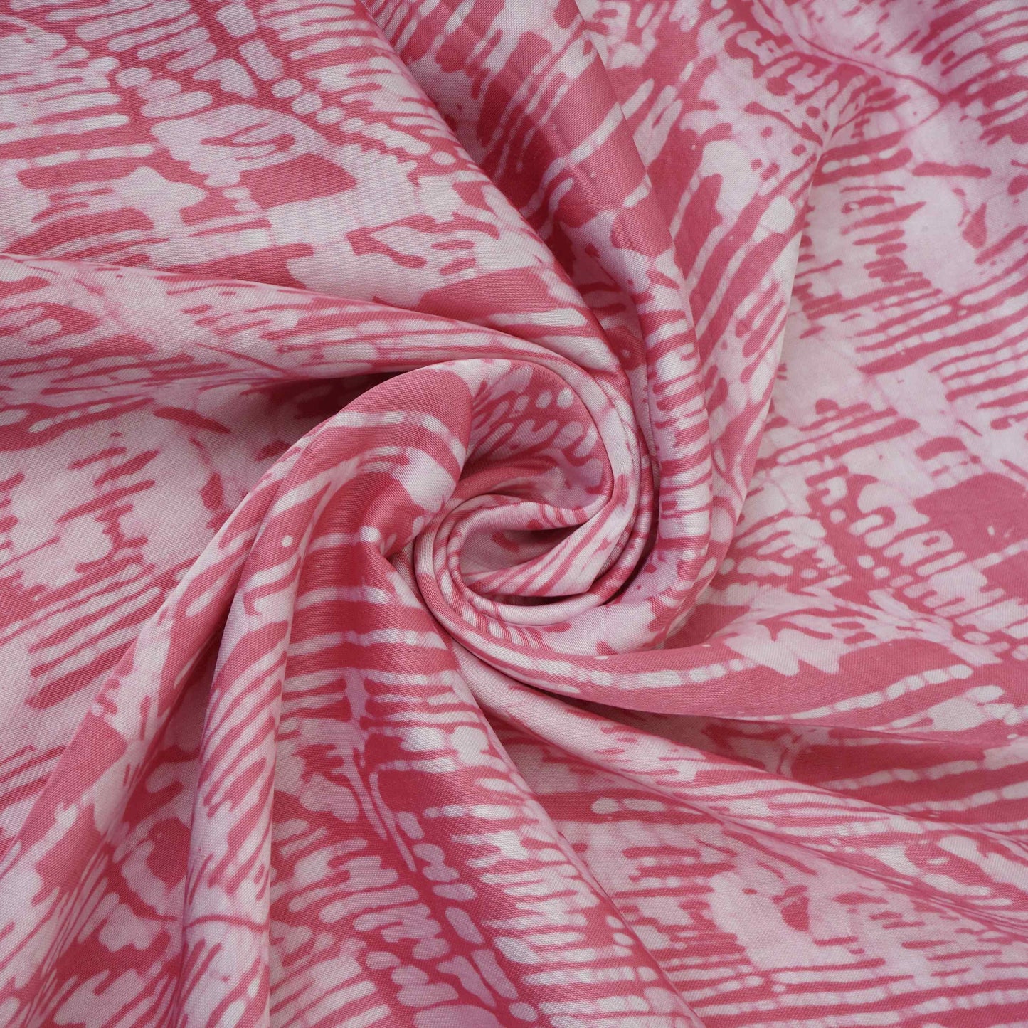 Pink Abstract Batik Print Modal Satin Fabric EEG-32467
